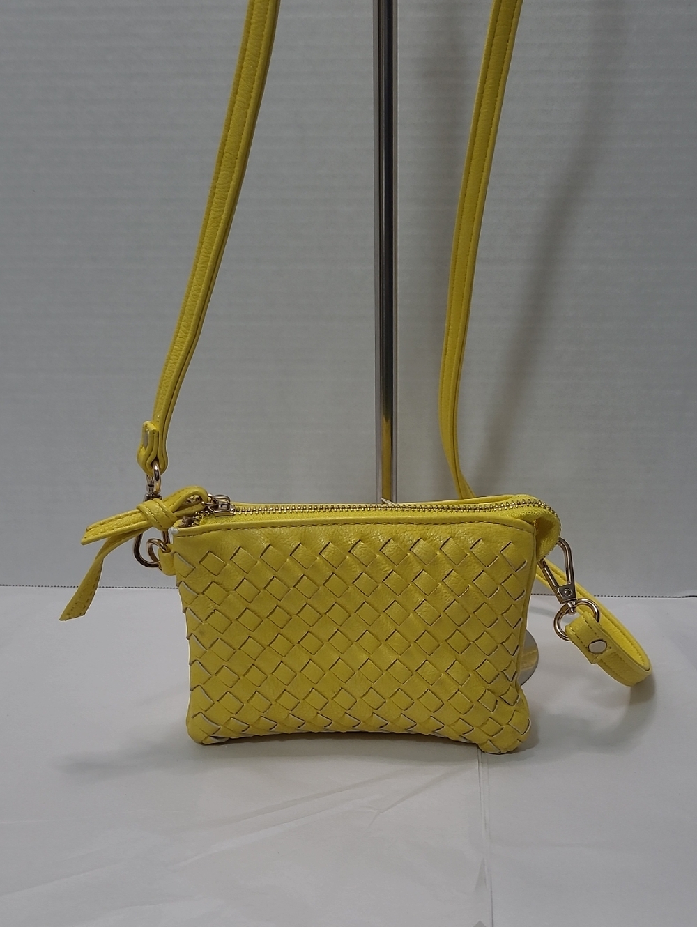 Charming Charlie Yellow Woven Crossbody Bag